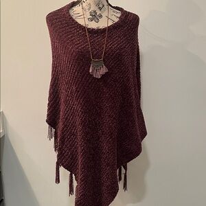 Elegant Grape Color Sweater Poncho